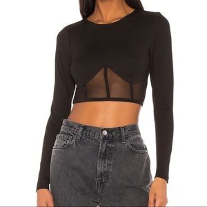 Superdown Long Sleeve Crop Top Black Size S NWT
